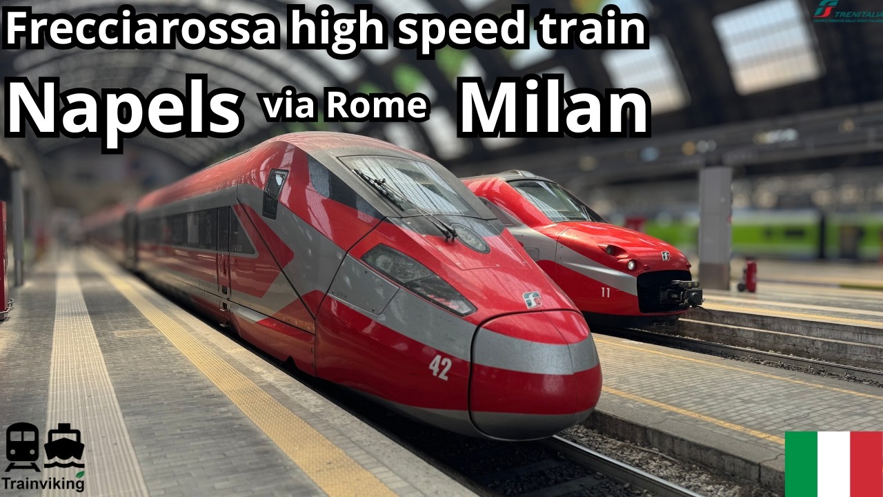 Высокоскоростной поезд из Неаполя через Рим и Болонью в Милан в Италии Frecciarossa 1000 Trenitalia