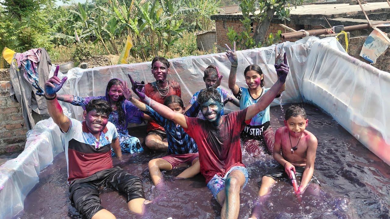 Holi vlogs 2026 🏊‍♂️ chhat par swimming pool banaa Diya 😮