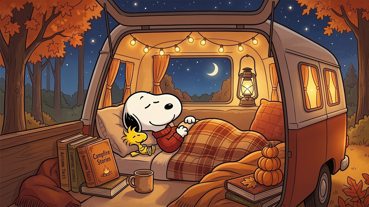 Snoopy&rsquo;s Cozy Fall Night Sleep 🌙  24/7 Cozy Jazz Music for Deep Sleep, Relaxation & Calm Moments
