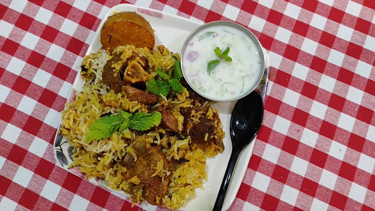 Mutton Biriyani with a pressure cooker at home