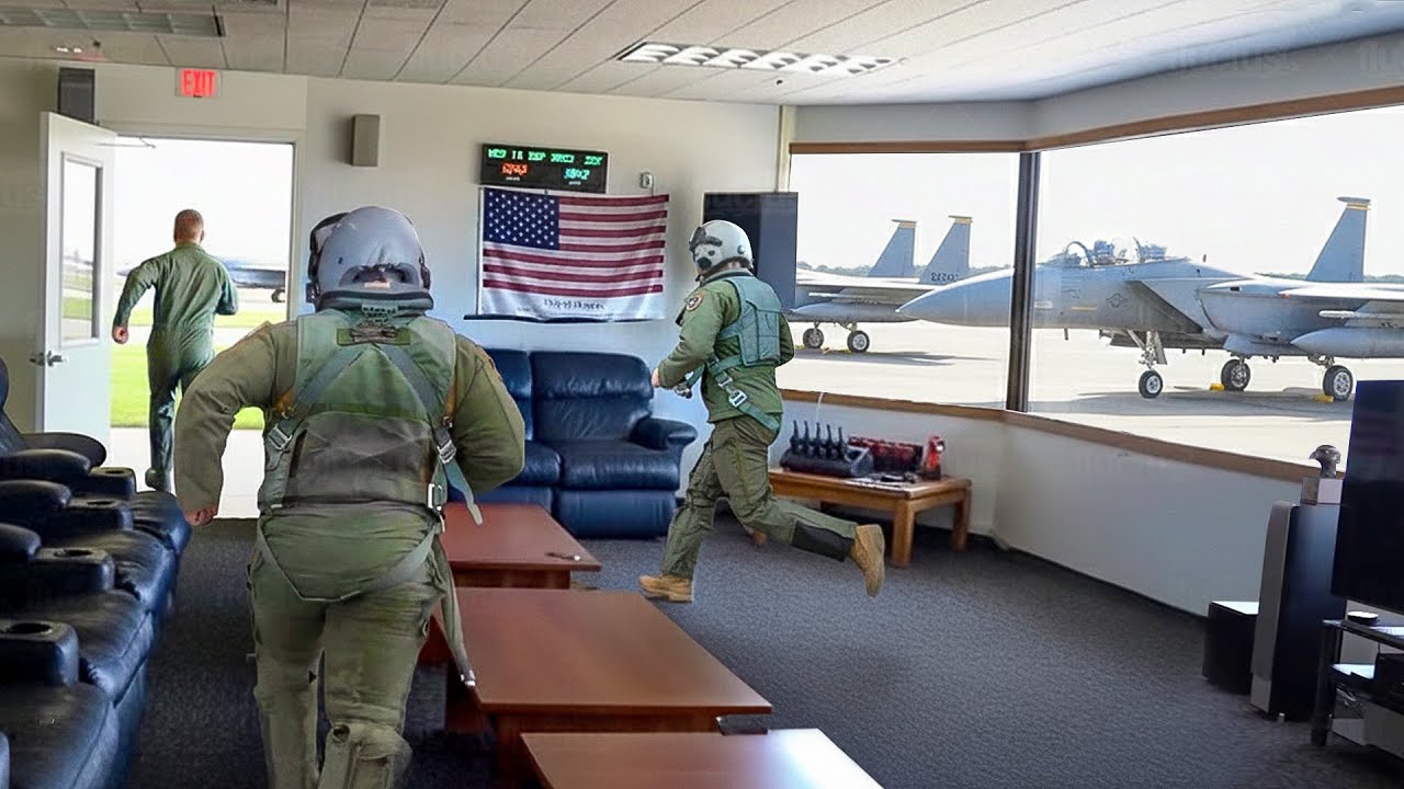 How US Air Force Pilots Rush to Take Off Their Armed F-15 Jets During Red Alert
