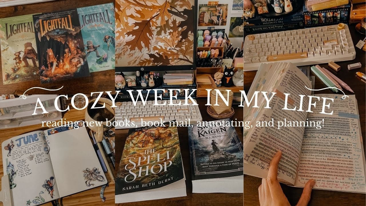 a cozy week in my life 🍵☁️ reading, unboxing book mail, annotating books 📖✨