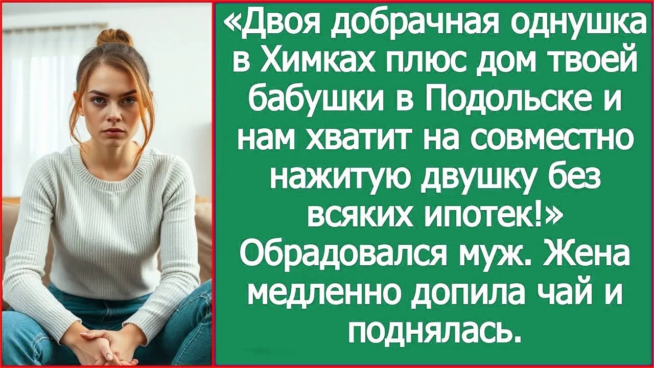 Двоя однушка плюс дом твоей бабушки и нам хватит на совместно нажитую двушку! Обрадовался муж.