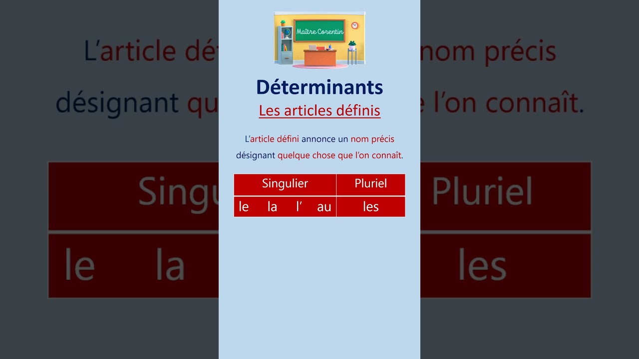 Les articles d&eacute;finis ✍️👨🏻&zwj;🏫 #francais #grammaire #d&eacute;terminants #articlesd&eacute;finis
