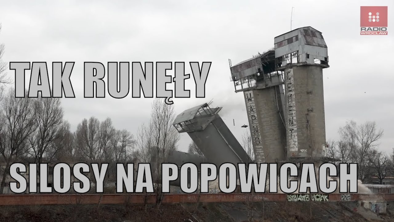 Wyburzanie starych silosów na Popowicach we Wrocławiu, wideo #dron z #drona #silosy #popowice