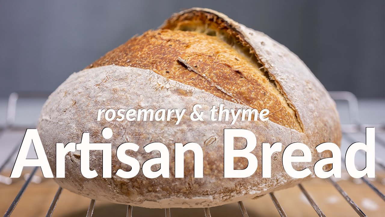 No-Knead Crusty Rosemary and Thyme Artisan Bread | Baking with Fruit Yeast Water
