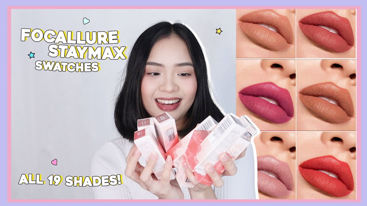 Focallure STAYMAX Matte Lipstick Swatches! (ALL SHADES)| phonycore 2021 (Philippines)