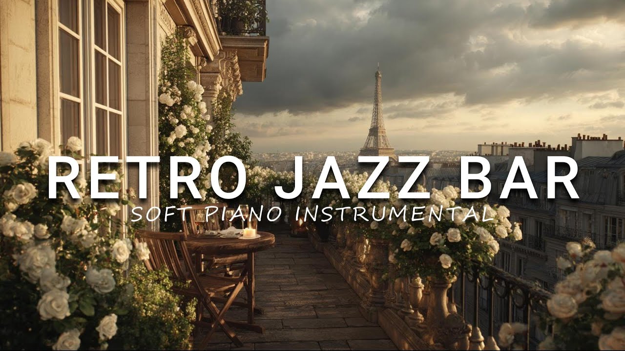 Soft Retro Jazz Piano ☕ Paris Balcony at Golden Hour | Cozy Evening Ambient Music