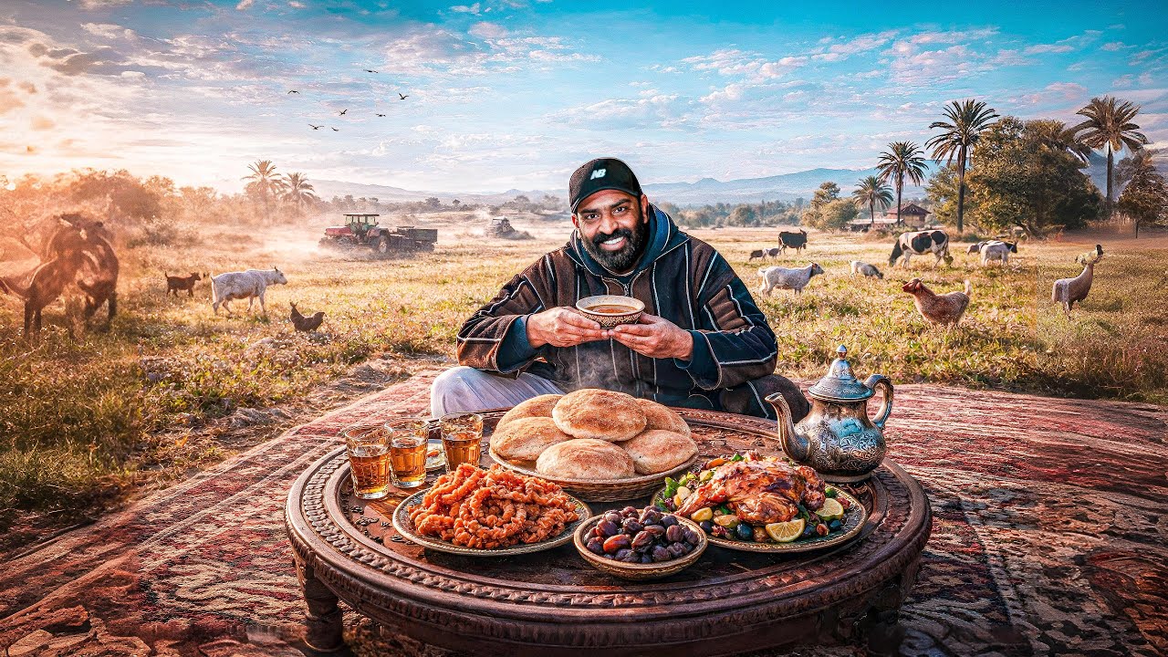 يوم في رمضان مع اجواء البادية فطور بلدي 🍽️ الطبيعة في…🇲🇦