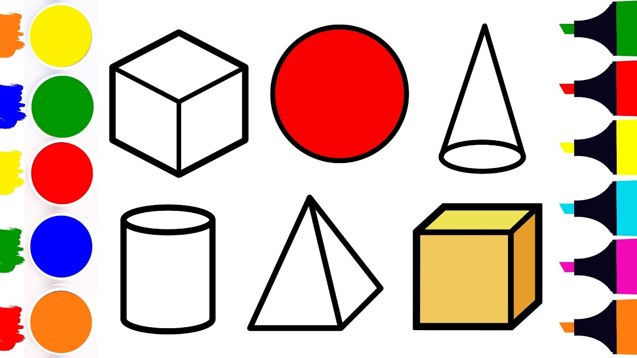 🔺🟠⭐🟩🔷💜How To Draw Cute 2D and 3D Shapes Drawing | Drawing and coloring Circle , Triangle and others