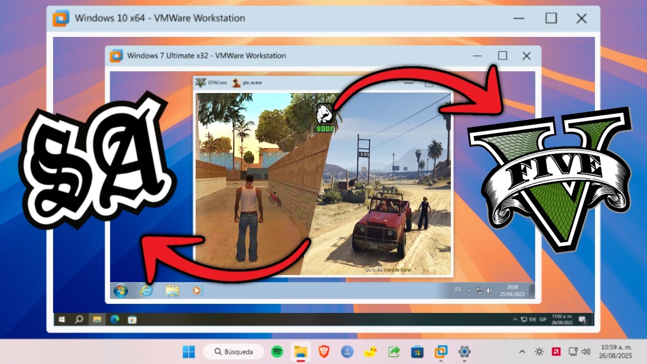 Jugué GTA en una MÁQUINA VIRTUAL dentro de OTRA... y ESTO pasó!