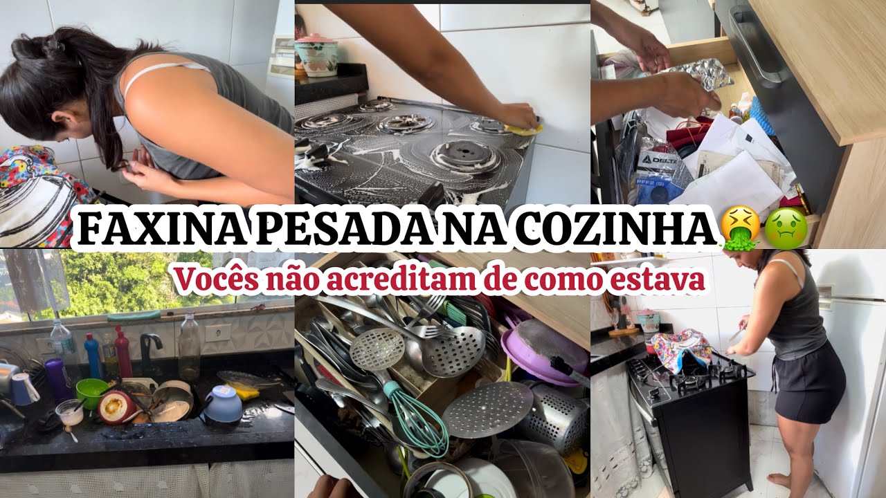 FAXINA PESADA NA COZINHA-ESTAVA MUITO SUJA 🤮🤢 FICOU BRILHANDO ✨🤌🏼 #faxina#autocuidado#limpeza