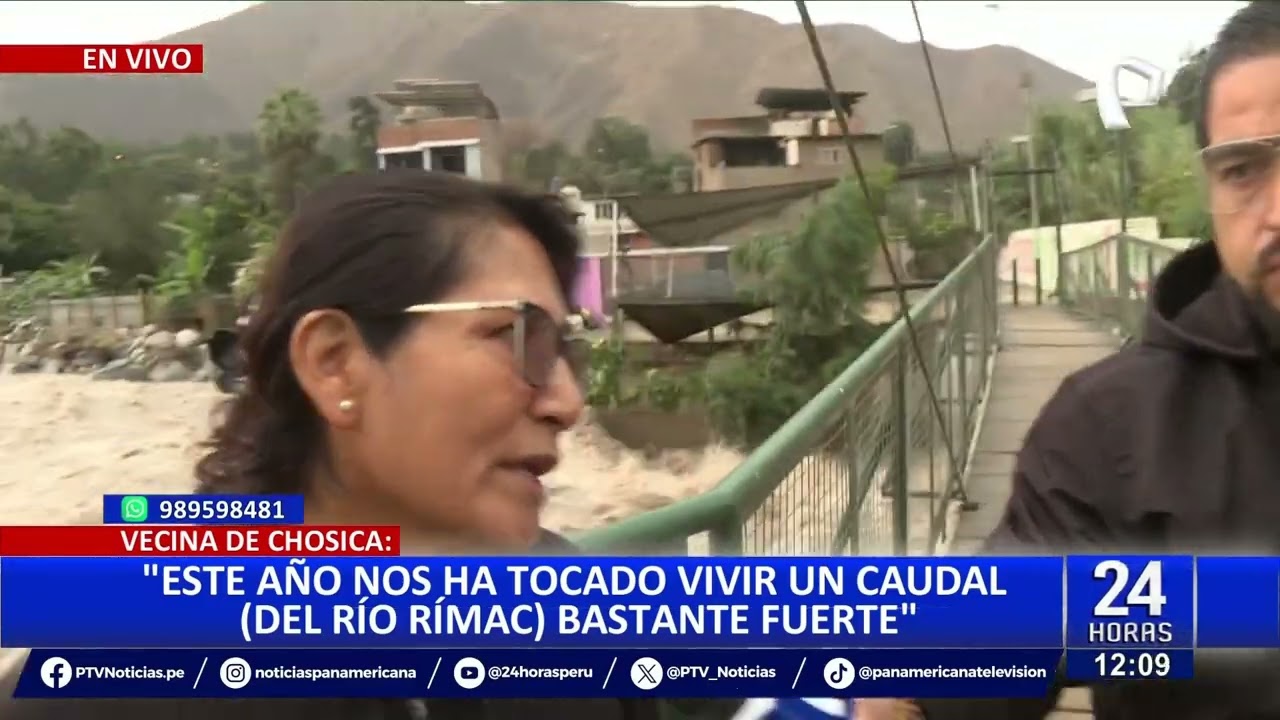 Aumento del caudal del río Rímac pone en riesgo puente peatonal en Chosica