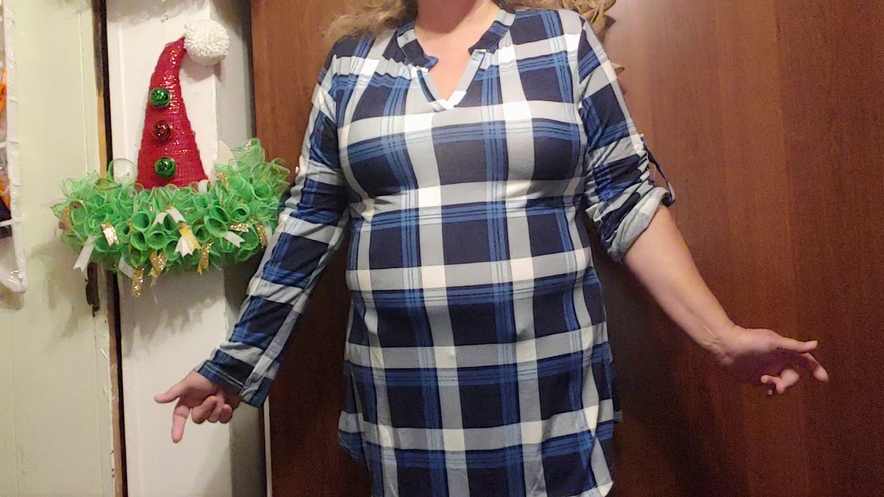 Marbetia Womens 3/4 Roll Sleeve Shirt V Neck Loose Top