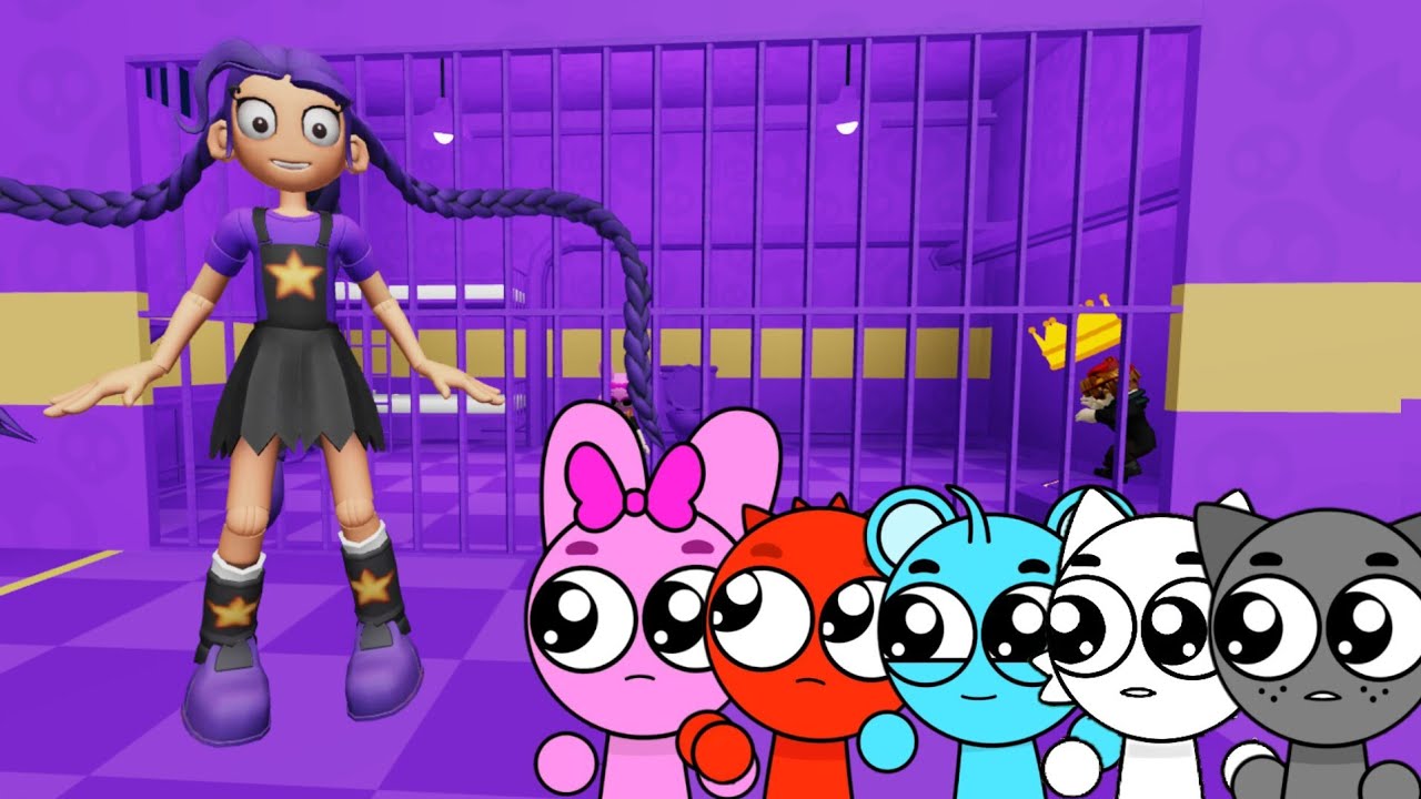 Sprunki Baby Pinki, Raddy, Sky, Wenda & Gray Played Lily Lovebraids Prison Run Obby in ROBLOX 