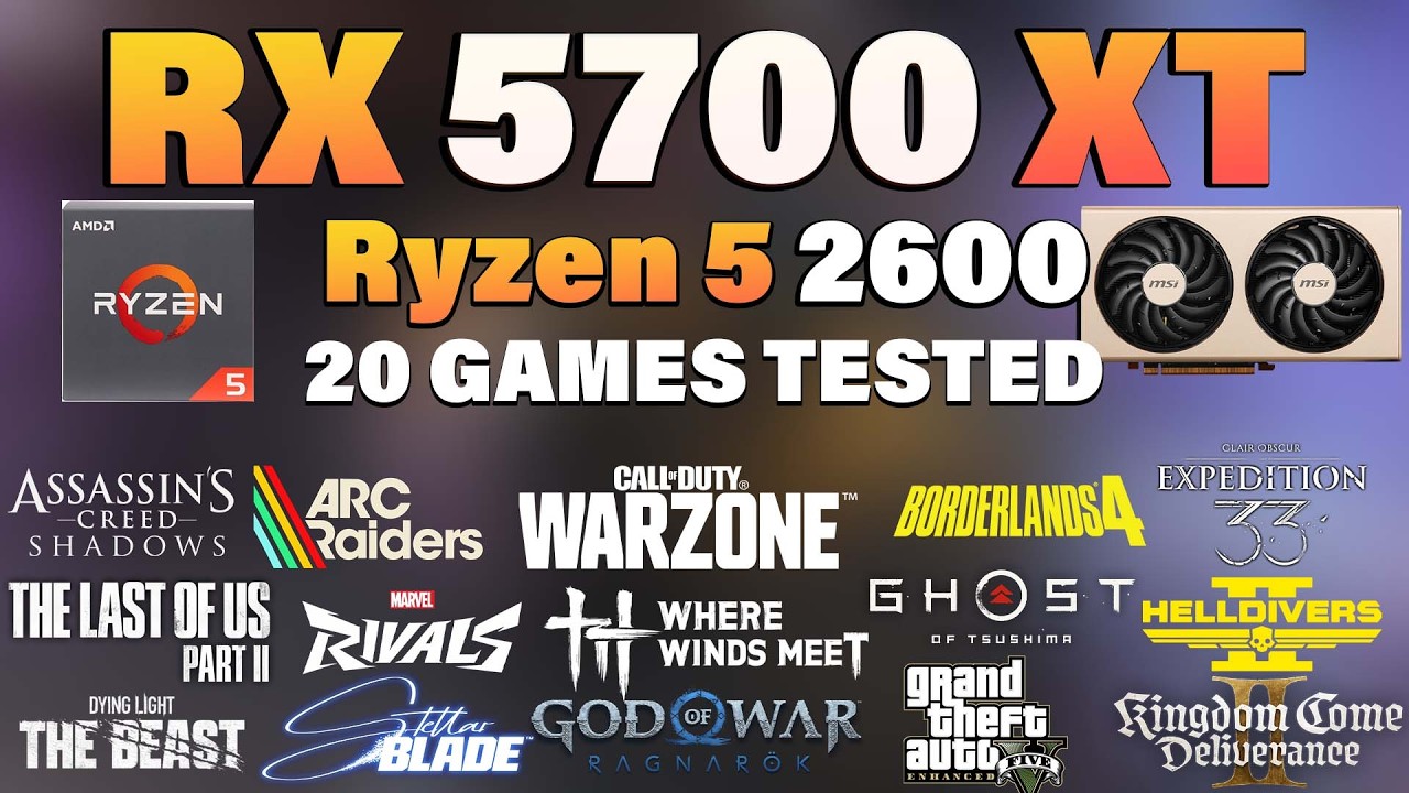 RX 5700 XT + Ryzen 5 2600 | Тестирование 20 игр в 2026 году | Игровой тест RX 5700 XT