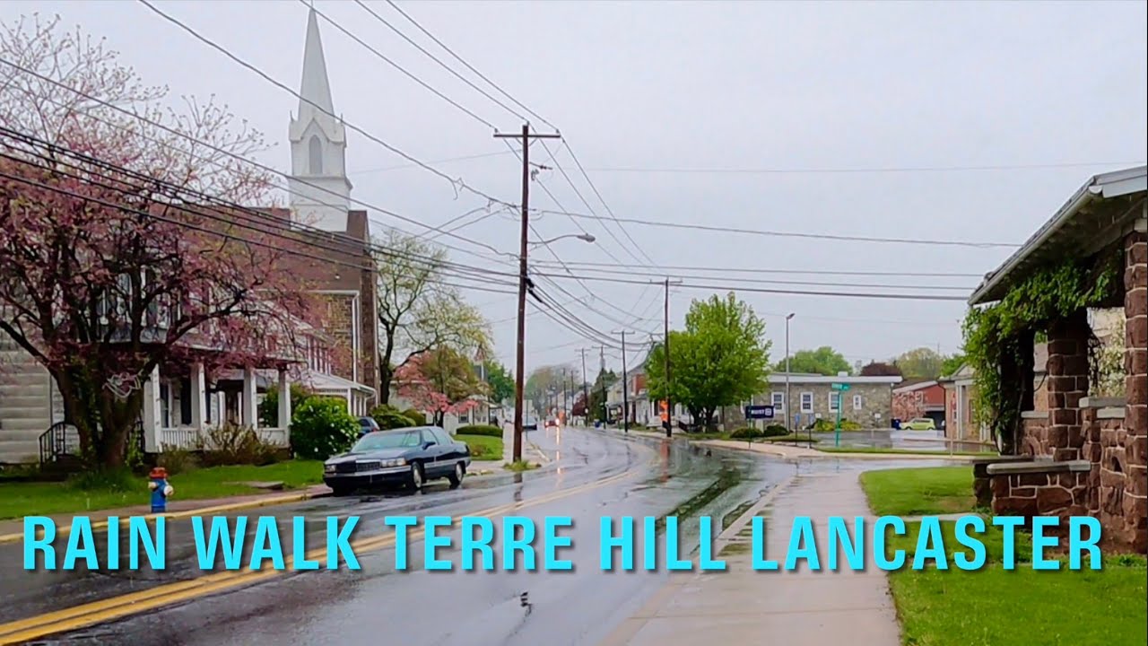 Rain Walk in Terre Hill, Lancaster County Pennsylvania. 4K! No Music!