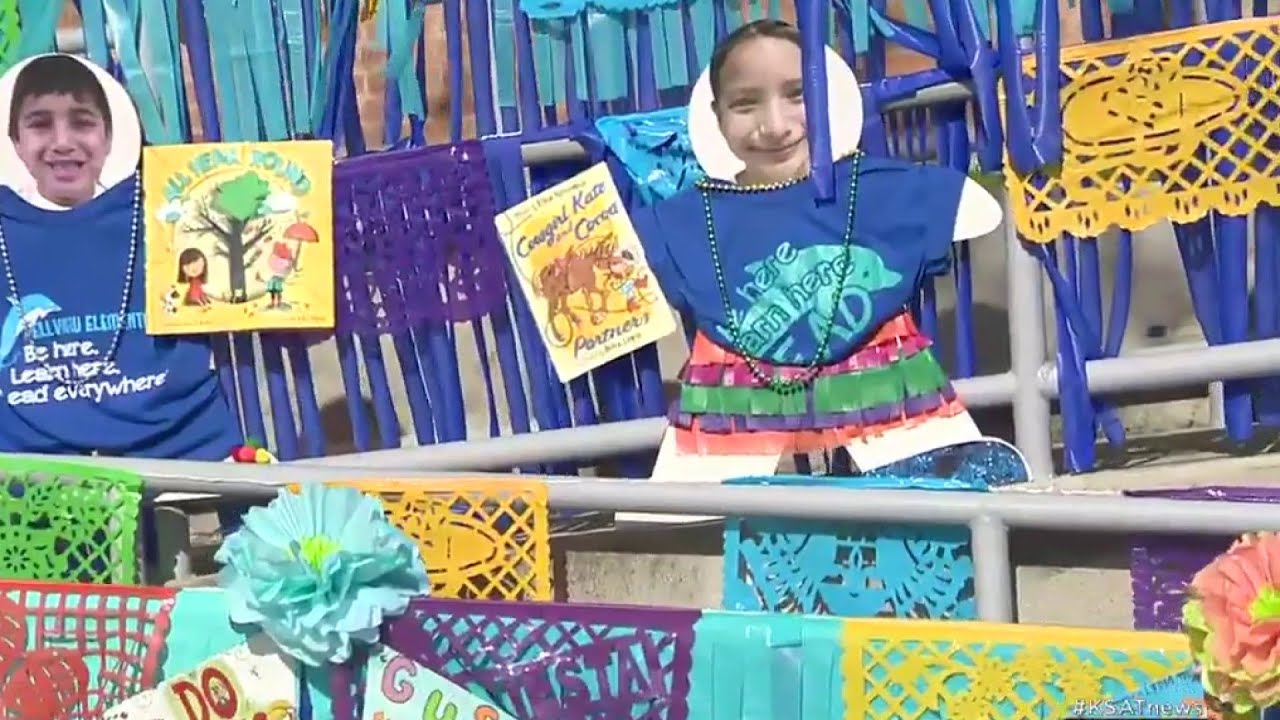 WATCH: KSAT’s David Sears shows off decorated Dellview Elementary School as part of the Fiesta P...