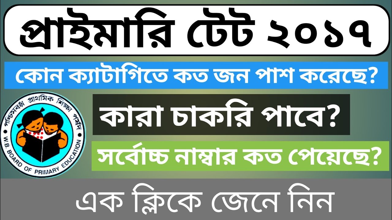 Primary Teacher Recruitment 2022| Primary TET 2017 score| Primary TET 2017 result |