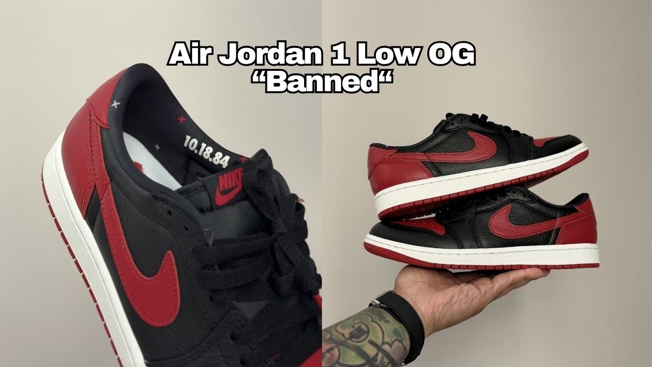 Air Jordan 1 Low  OG Banned (Bred - Black Red) With The Big Swoosh - Details, Unboxing, On Feet!