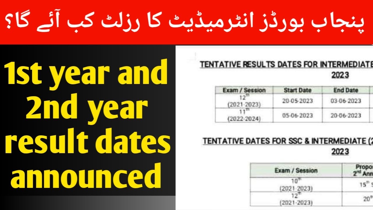 Intermediate result date announced| 1st year 2nd year result 2023| punjab board intermediate result