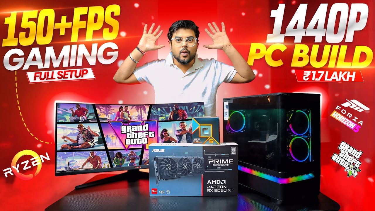 The Ultimate Gaming Pc 150+ FPS 1440p | Ryzen 9600X + Asus RX 9060 XT | Pc build Rs1.7Lakh