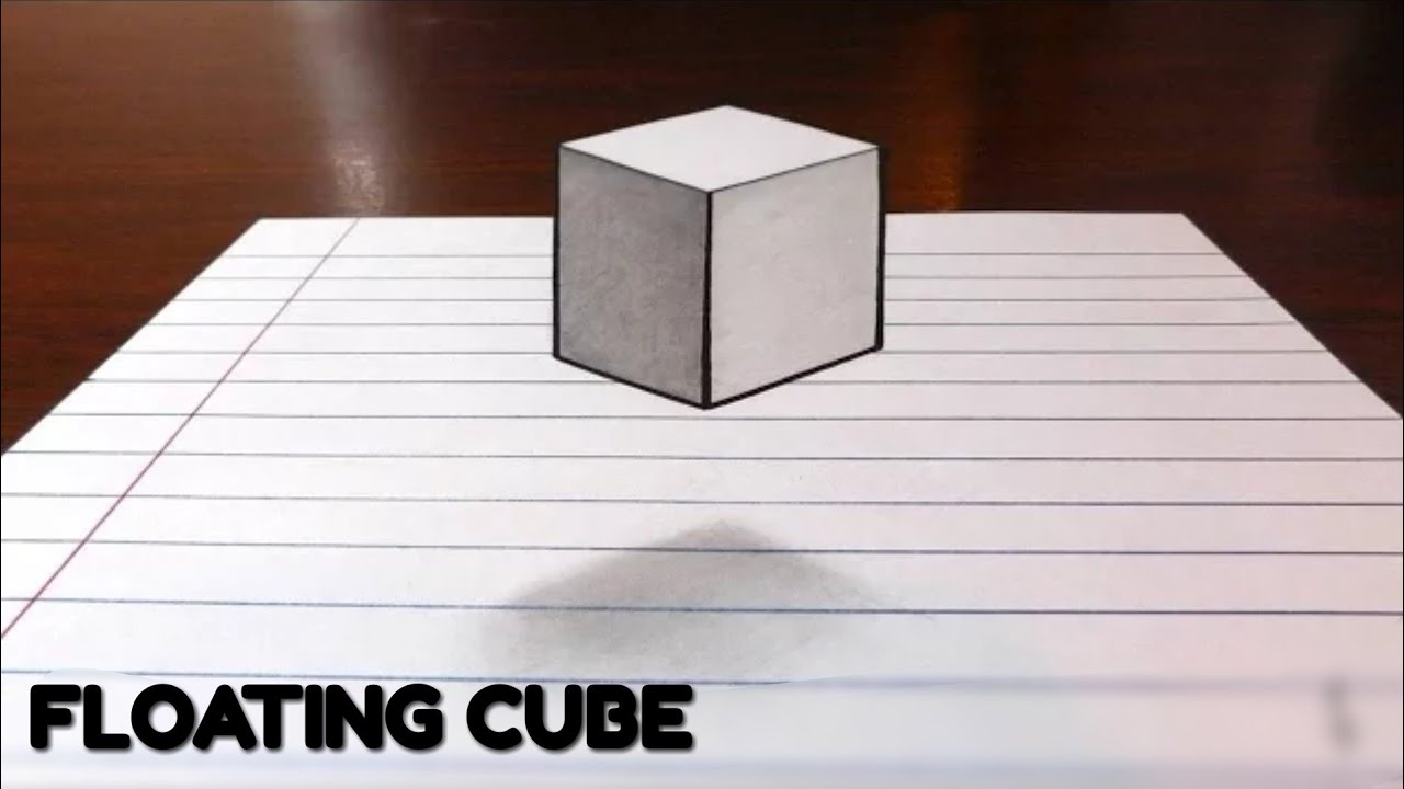 How to draw 3d art on paper | How to draw 3d cube stuff for kids | floating cube