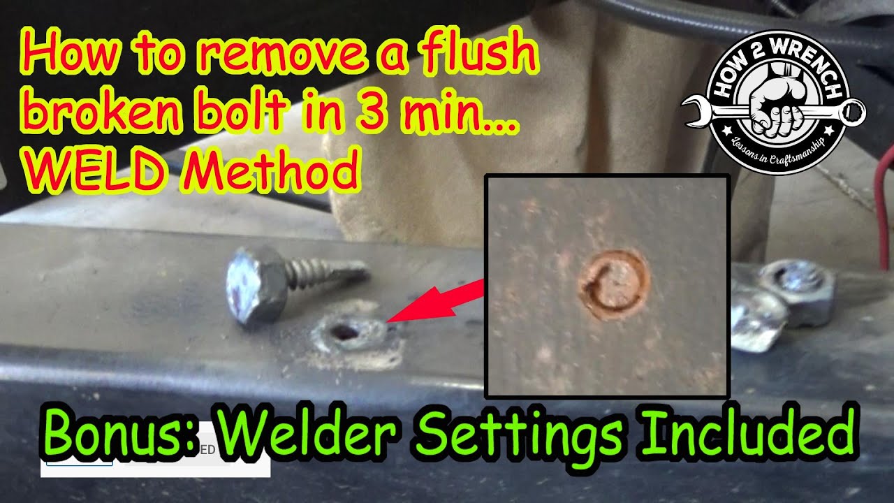 Remove a bolt broken flush with the surface! Welding method in 3 mins! #brokenbolt #strippedstud