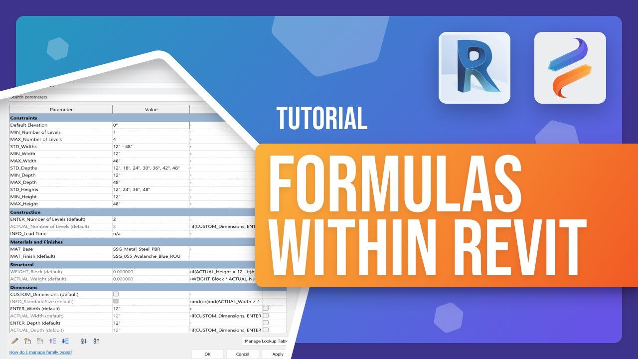 Формулы и условные операторы в семействах Revit: руководство