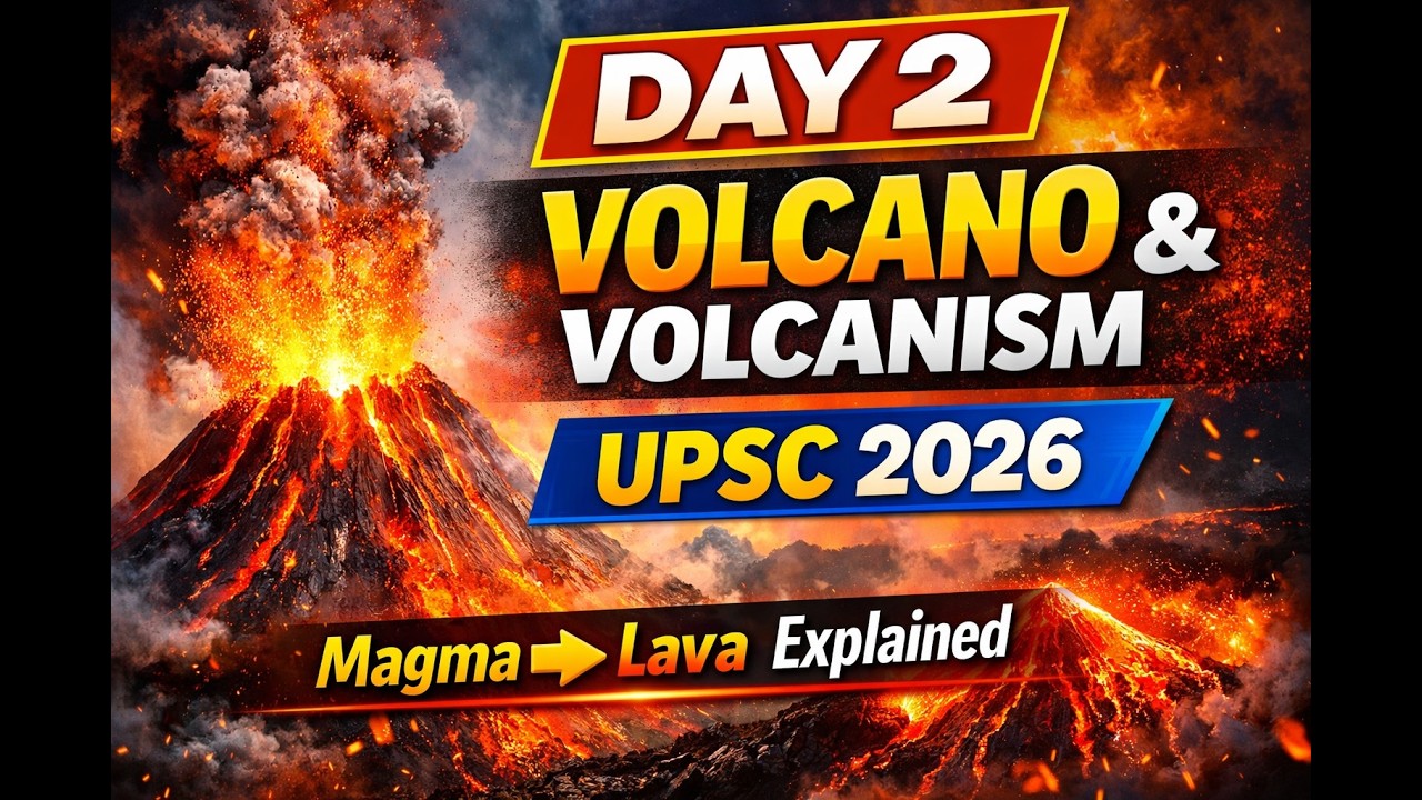 Day 2 Volcano & Volcanism 🔥 UPSC Prelims 2026 Geography Revision | Magma to Lava Explained |
