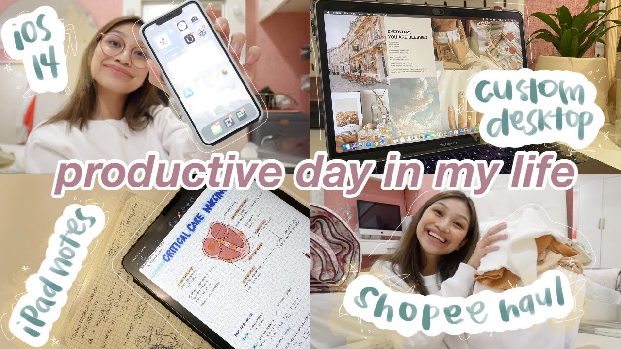 DAY IN MY LIFE: study with me, affordable shopee haul, macbook + ios customization (tips & organize)