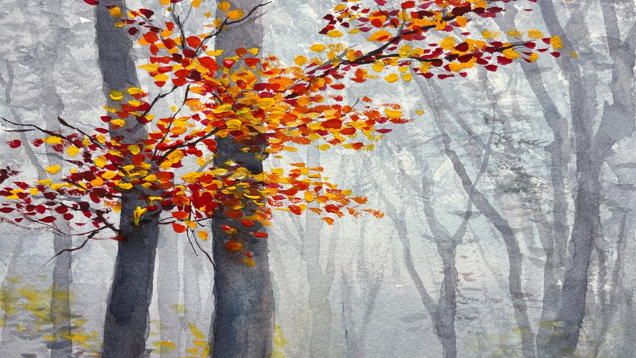 Painting the trees with autumn leaves
