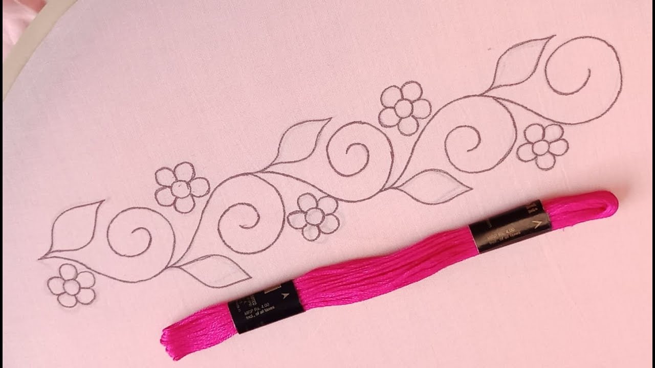 Hand Embroidery Border Design Stitch,কামিজ/শাড়ি/ওড়না/ব্লাউজ আধুনিক ফুলকারি  বর্ডার লইন,Border Stitch