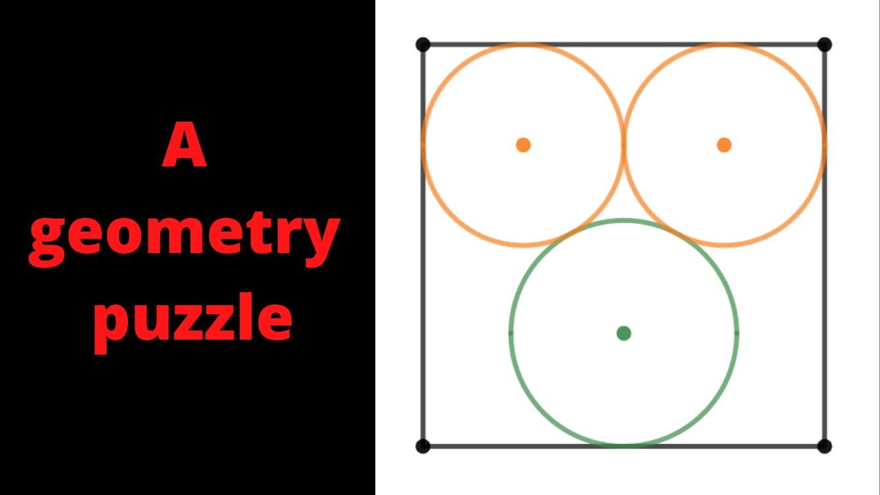 Three circles are inscribed in a square. A geometry puzzle.