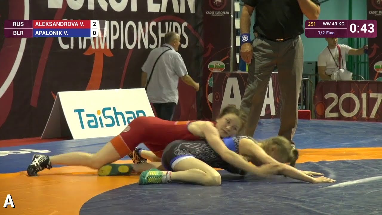 1/2 WW - 43 kg: V. ALEKSANDROVA (RUS) df. V. APALONIK (BLR) by VPO1, 6-2