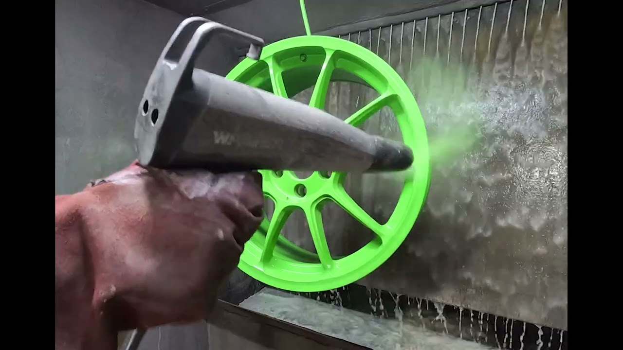 brand new track car wheels going bright green