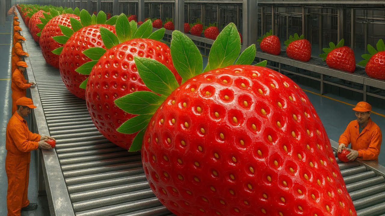 Inside a Modern Strawberry Factory | From Farm to Dessert (Full Production Process