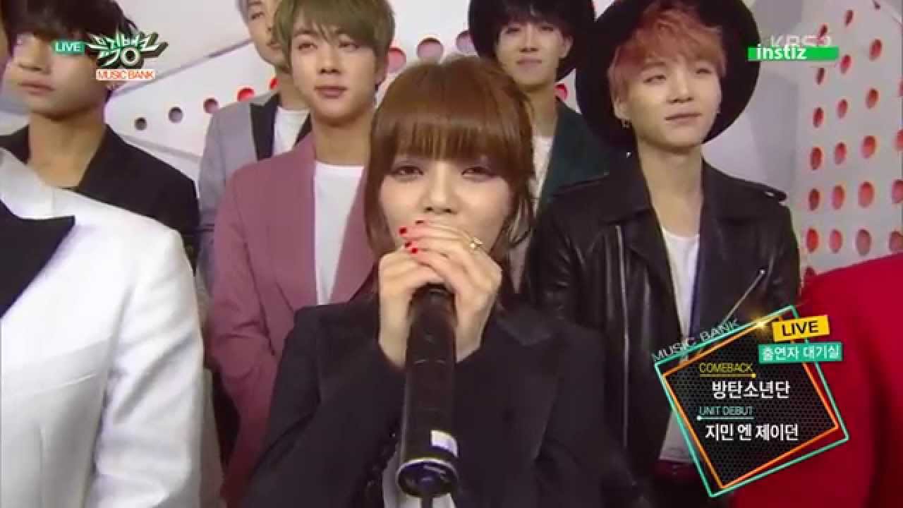 150501 JIMIN N J DON 지민 엔 제이던 & BTS 방탄소년단   Backstage Interview @ Music Bank