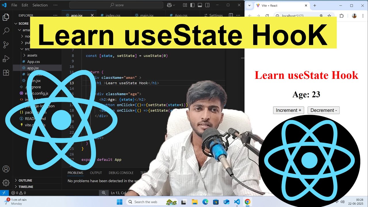 Learn useState Hook in 1 Video | React Complete Course | By Aman@thorn