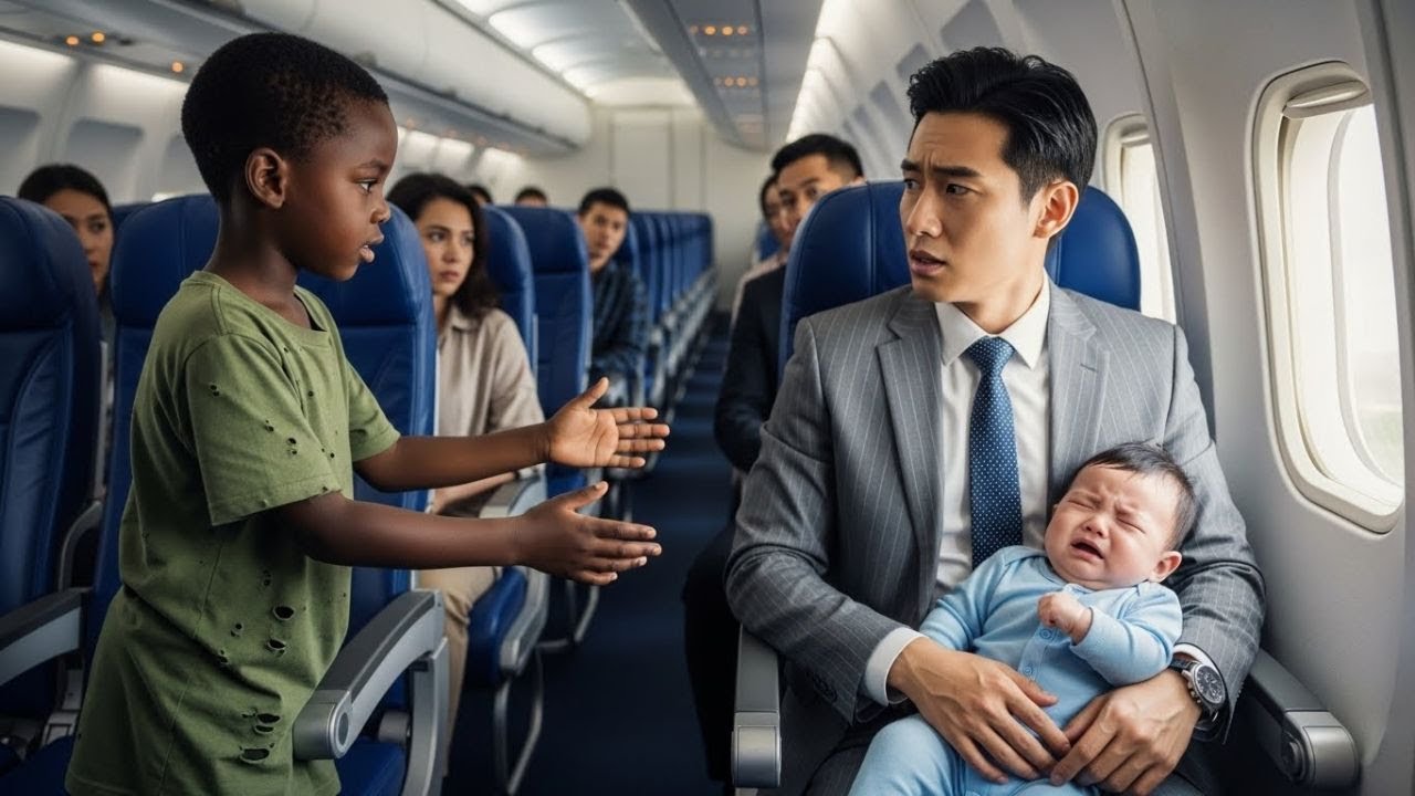 Korean Billionaire's Baby Cried for Hours on the Plane Until a Poor Black Boy Did What Nobody Could