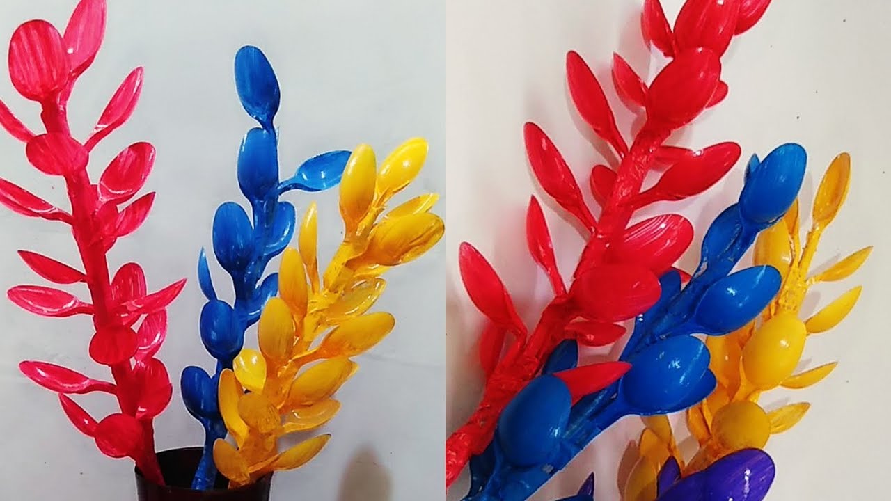 Best Out Of Waste||plastic Spoon Craft//Plastic Spoon flowers..!