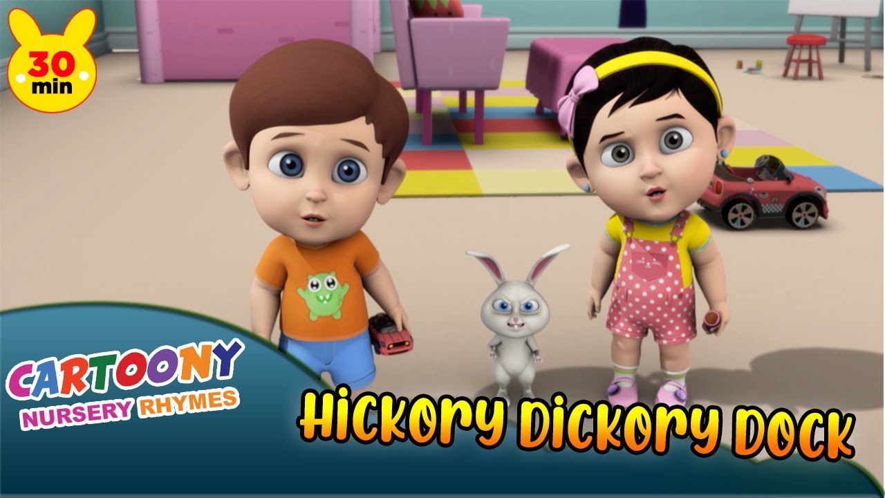 Hickory Dickory Dock + More Most Famous Kids Songs | Cartoony Nursery Rhymes with Lyrics