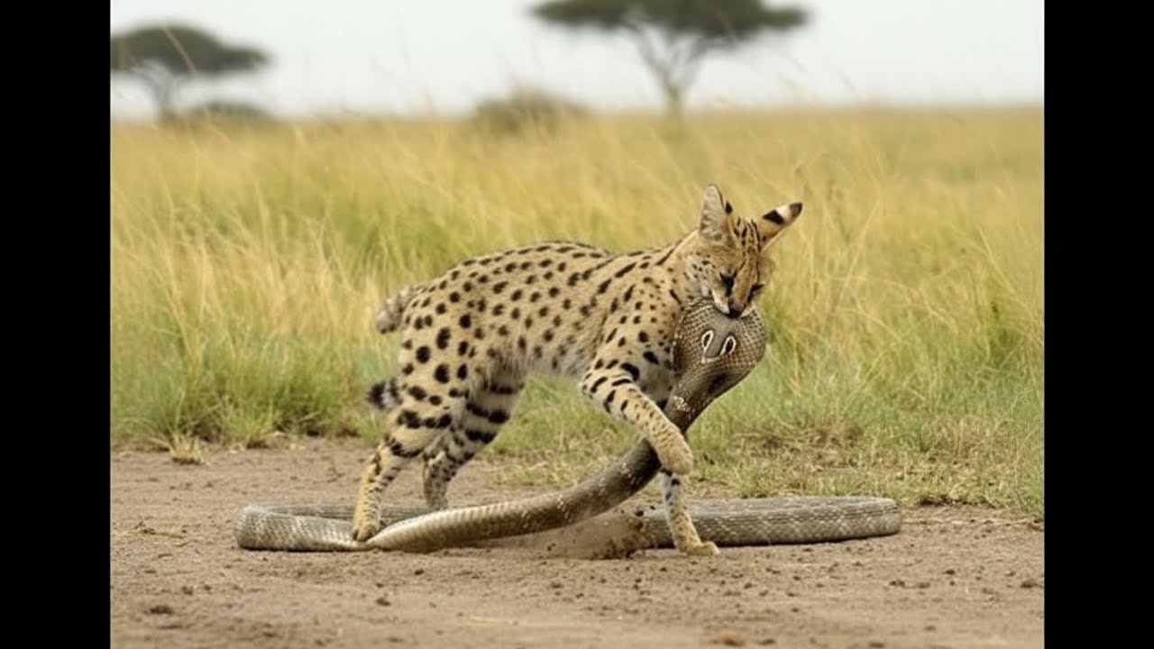 Serval Outsmarts King Cobra And Finishes The Fight Clean