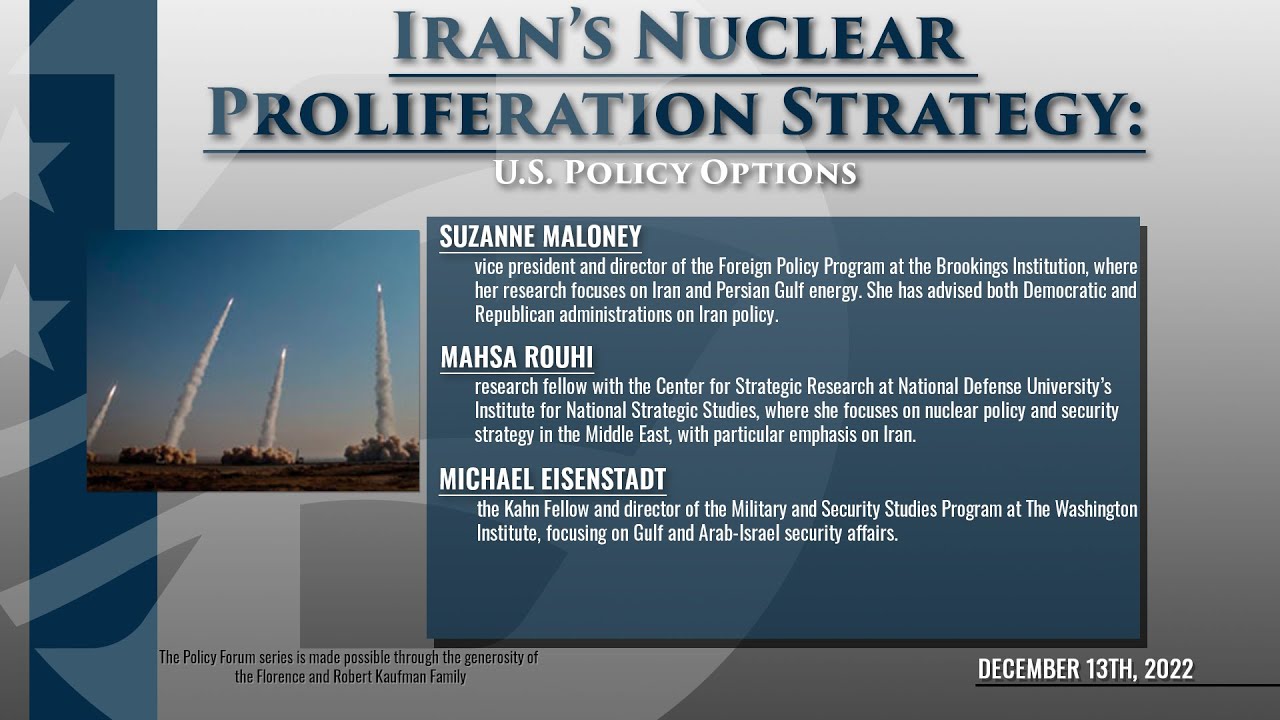 Iran&rsquo;s Nuclear Proliferation Strategy: U.S. Policy Options