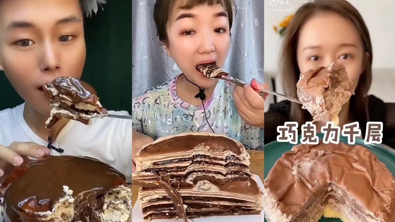 Asmr Chocolate Dripping Crepe Cake 초콜릿 크레이프 케이크 Mukbang Compilation || Kwai Mukbang || Dessert Party