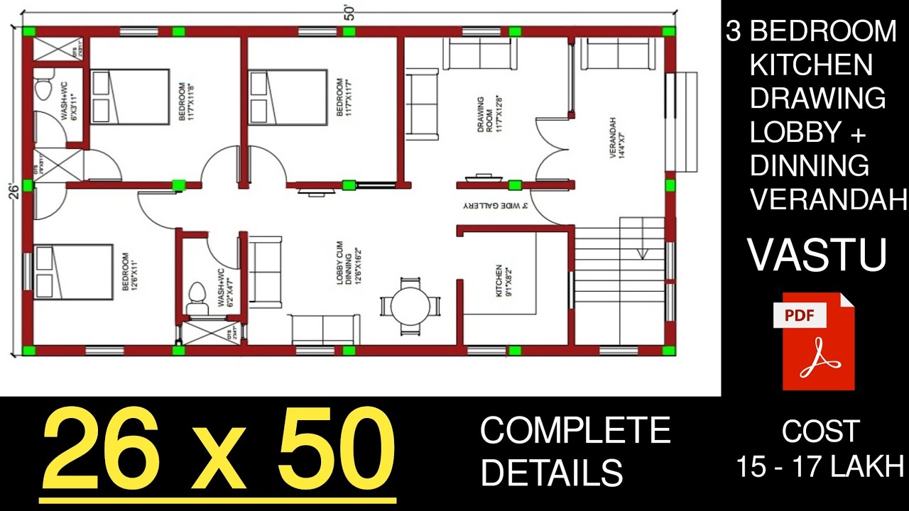 26 X 50 HOUSE PLAN | 26 BY 50 GHAR KA NAKSHA | 4 BHK HOUSE PLAN | ENGINEER GOURAV | HINDI