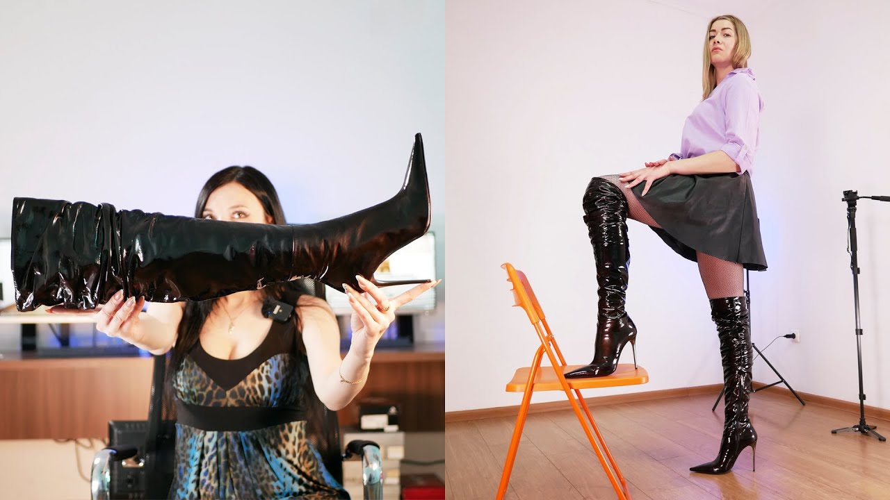 Shock! High heels over the knee boots for men! Big size EU 42! Guess the color!