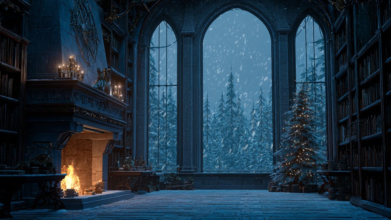 Soft Snowfall by the Fireplace ❄️ Winter Piano Ambience for Calm Focus and Relaxation