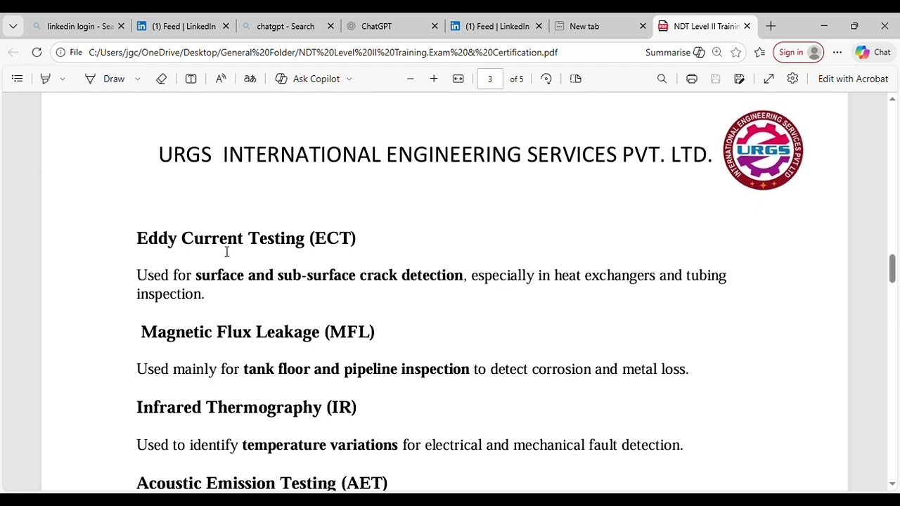 NDT Level II Training, Examination & Certification | ASNT / ISO Program