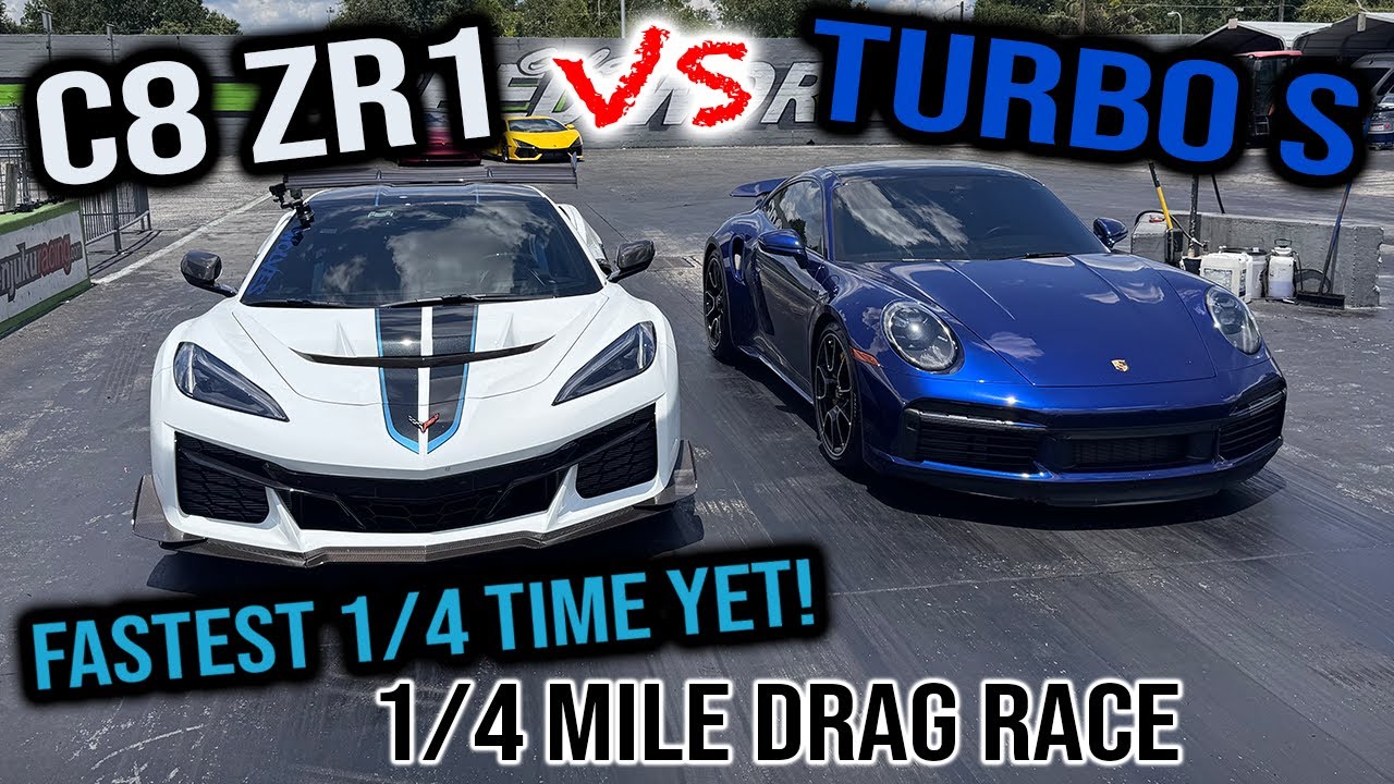 2025 C8 Corvette ZR1 против Turbo S DRAG RACE — лучшее время на дистанции 1/4 мили на сегодняшний...